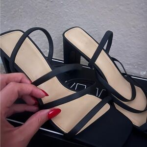H&M Black and Cream Strappy Heels